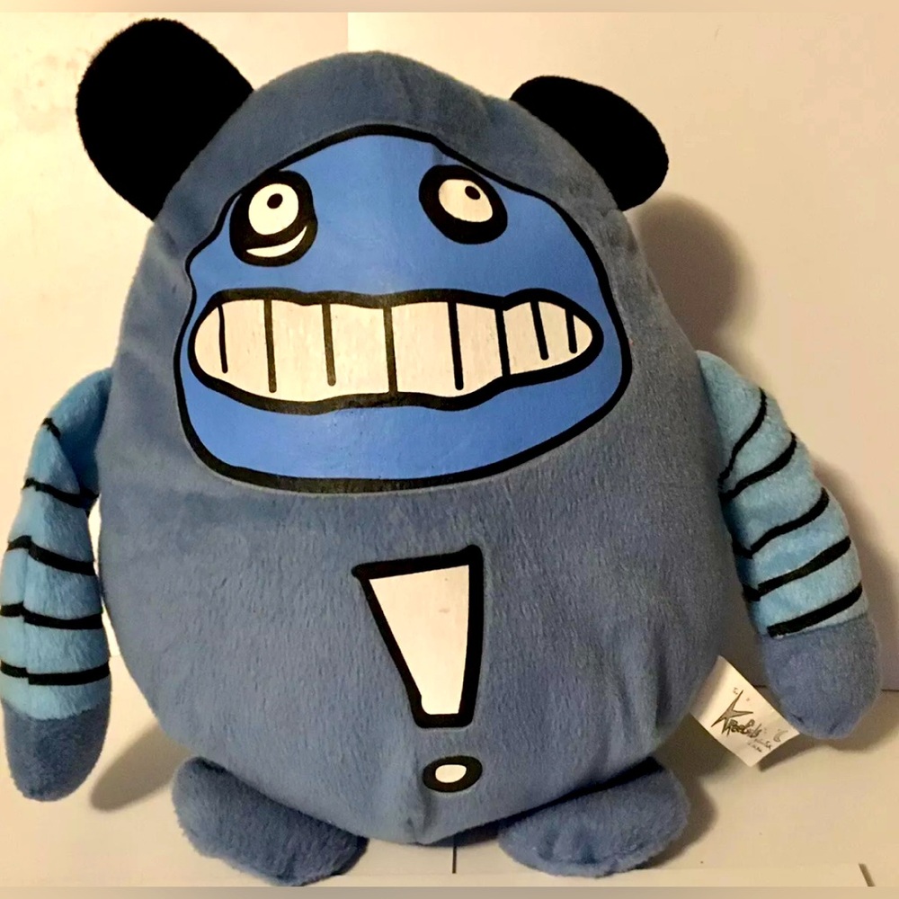 The KREEBILS X-Cite Blue Pillow Plush Moon Monster 11" H By Gus Fink & Emi Boz